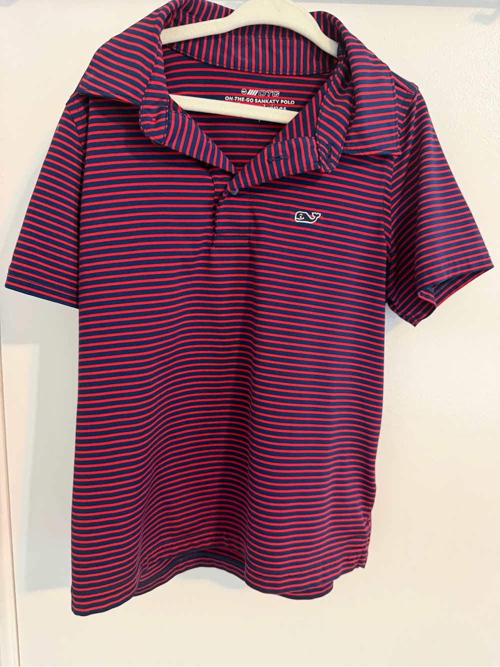 Vineyard Vines Red & Navy Striped Polo Shirt